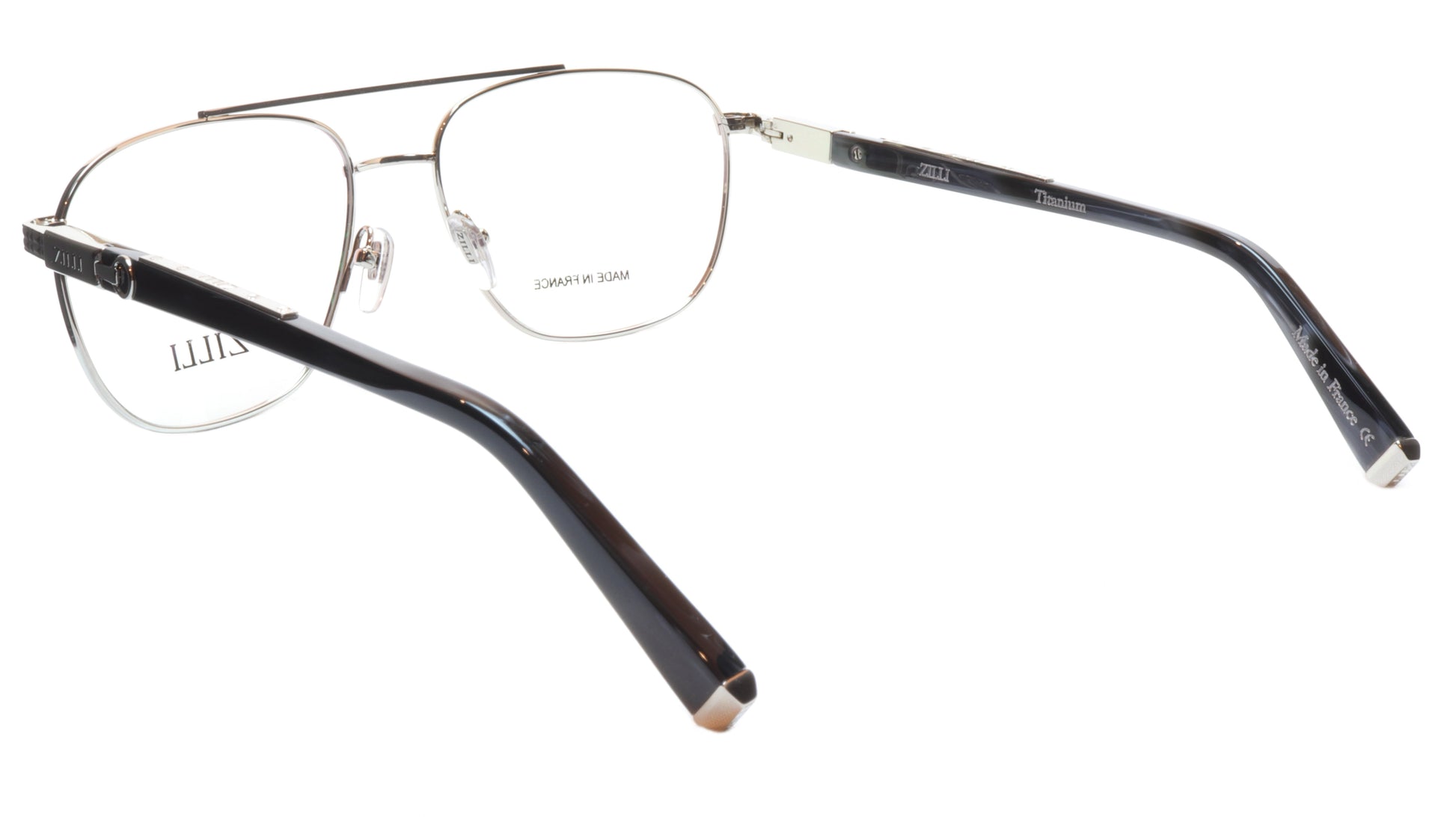 ZILLI Eyeglasses Frame Titanium Acetate Silver Black France Made ZI60022 C07 - Frame Bay