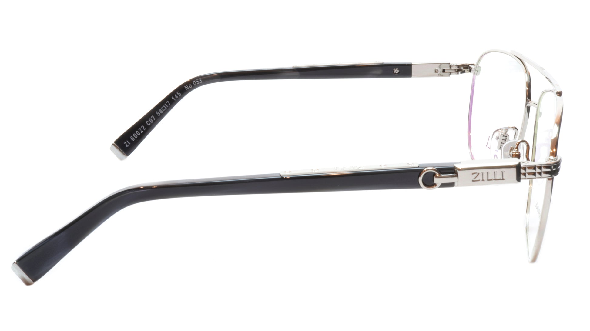 ZILLI Eyeglasses Frame Titanium Acetate Silver Black France Made ZI60022 C07 - Frame Bay