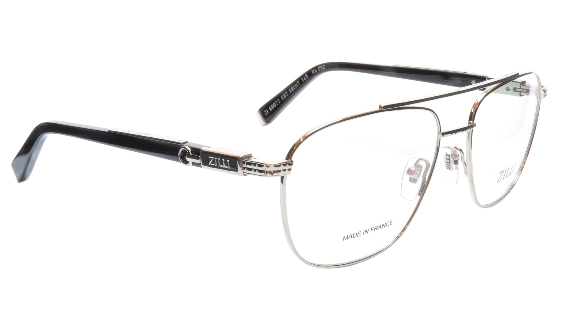 ZILLI Eyeglasses Frame Titanium Acetate Silver Black France Made ZI60022 C07 - Frame Bay