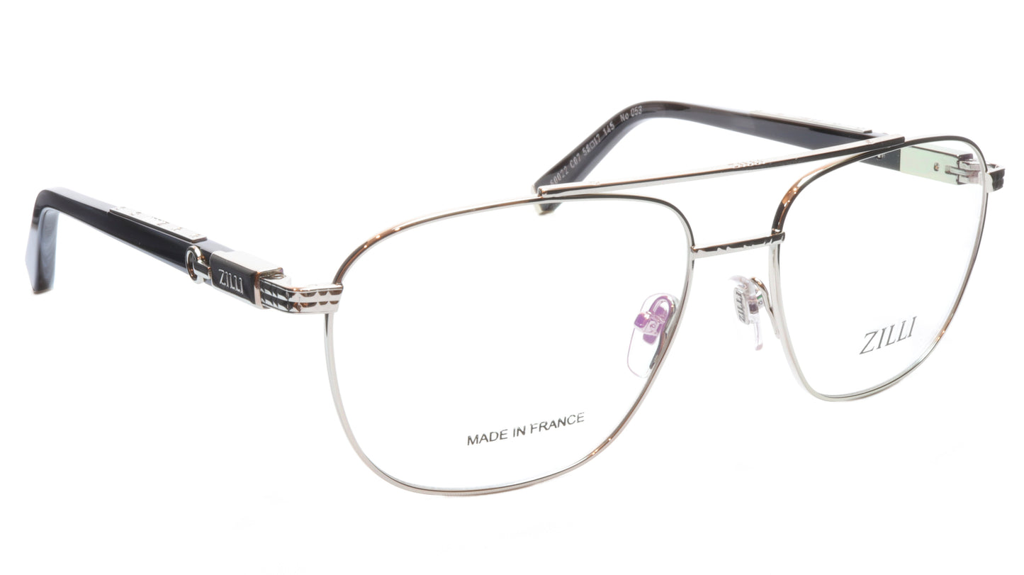 ZILLI Eyeglasses Frame Titanium Acetate Silver Black France Made ZI60022 C07 - Frame Bay