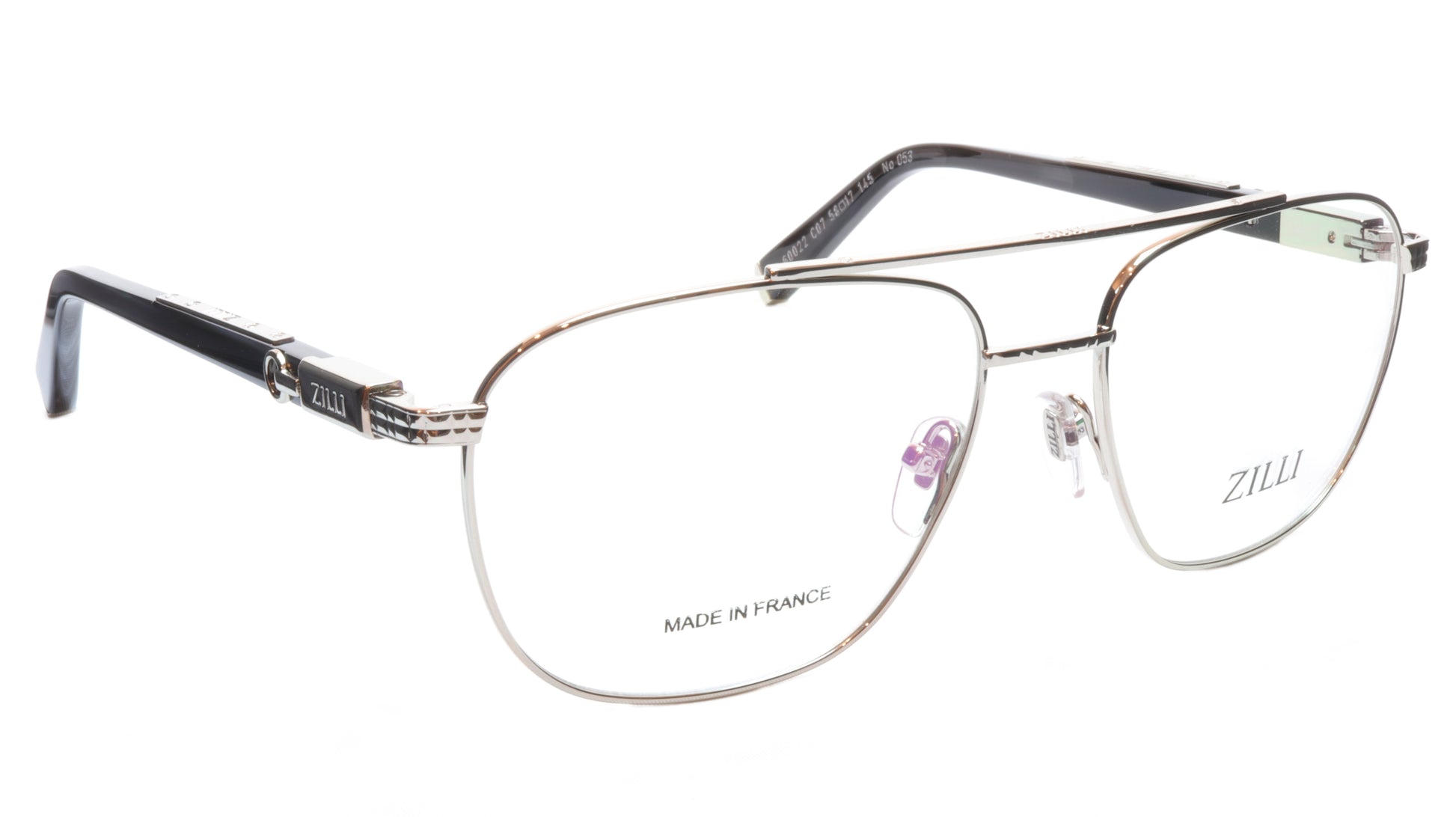 ZILLI Eyeglasses Frame Titanium Acetate Silver Black France Made ZI60022 C07 - Frame Bay