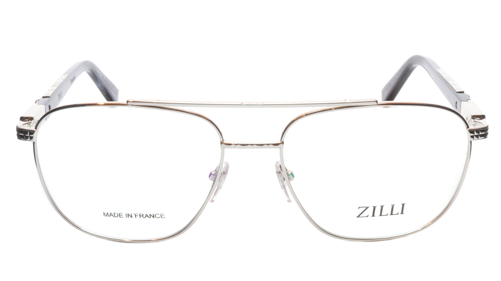 ZILLI Eyeglasses Frame Titanium Acetate Silver Black France Made ZI60022 C07 - Frame Bay