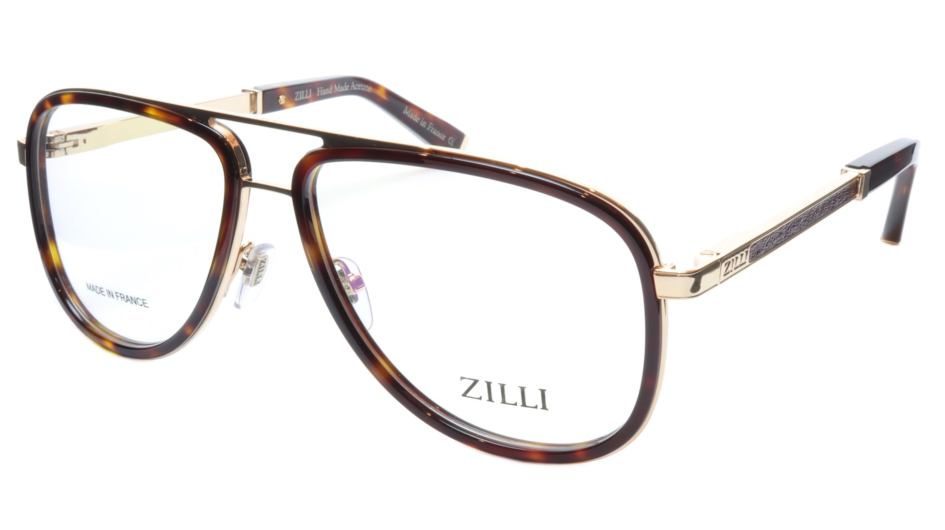 ZILLI Eyeglasses Frame Titanium Acetate Gold Scale France Made ZI60020 C02 - Frame Bay