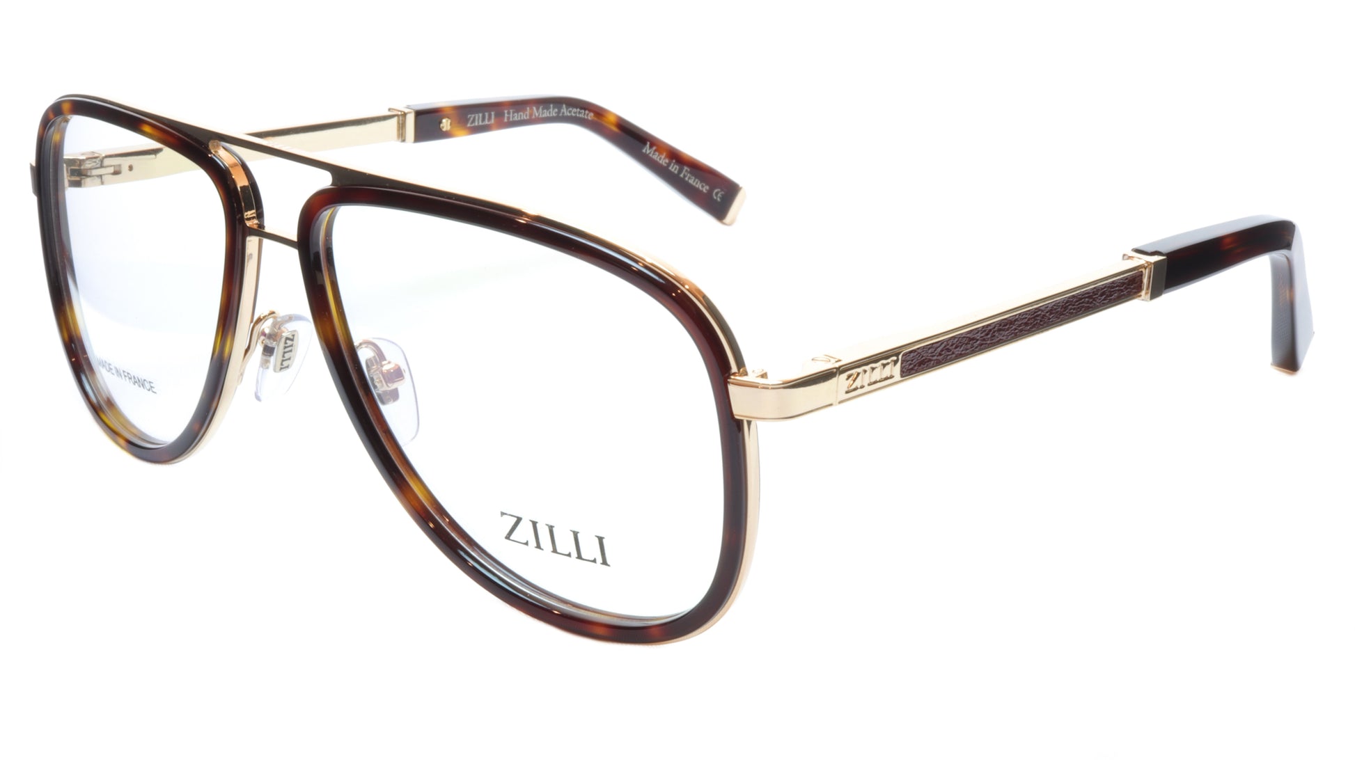 ZILLI Eyeglasses Frame Titanium Acetate Gold Scale France Made ZI60020 C02 - Frame Bay
