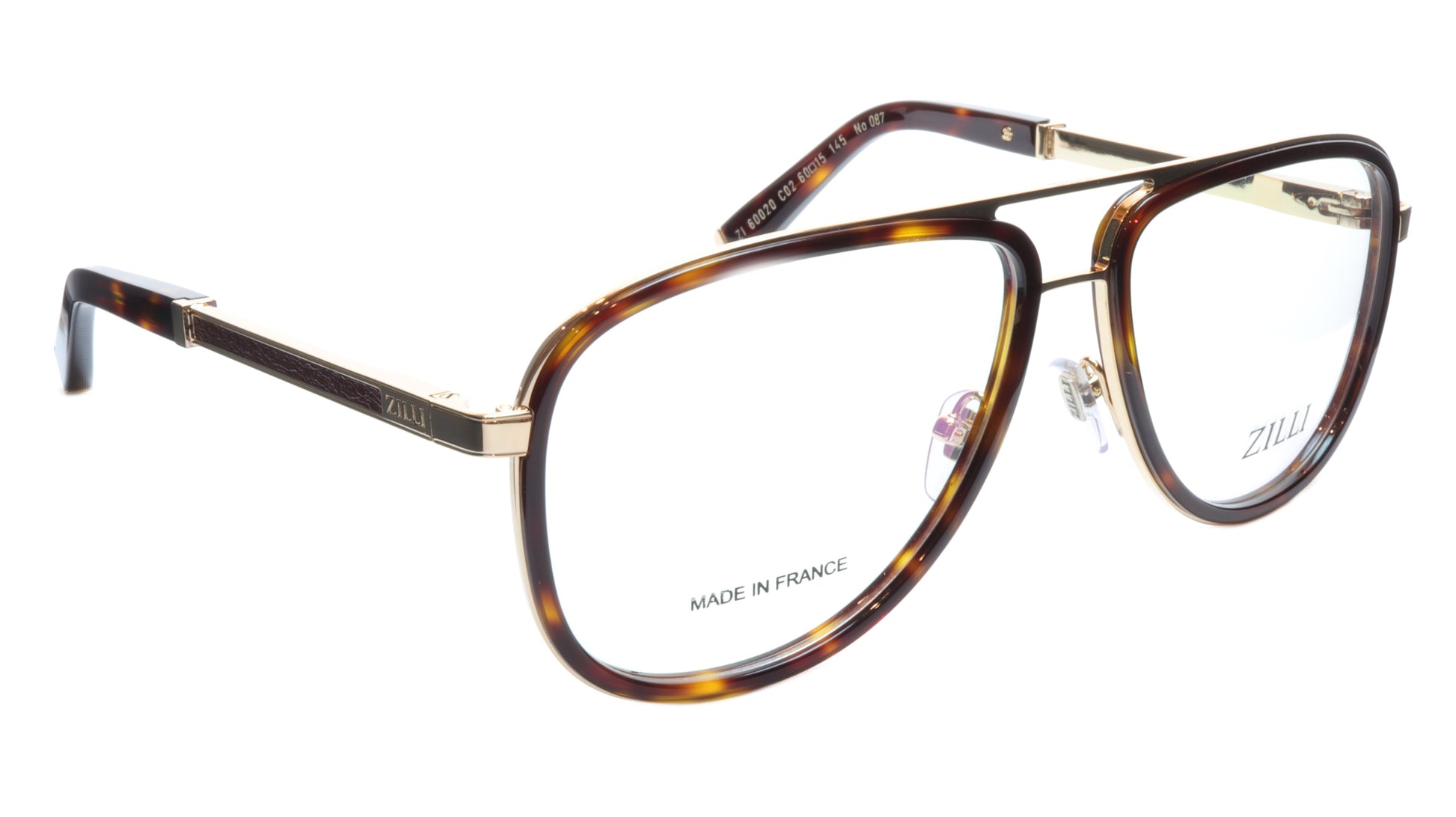 ZILLI Eyeglasses Frame Titanium Acetate Gold Scale France Made ZI60020 C02 - Frame Bay