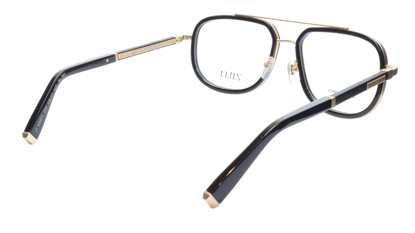 ZILLI Eyeglasses Frame Titanium Acetate Black Gold France Made ZI60021 C01 - Frame Bay