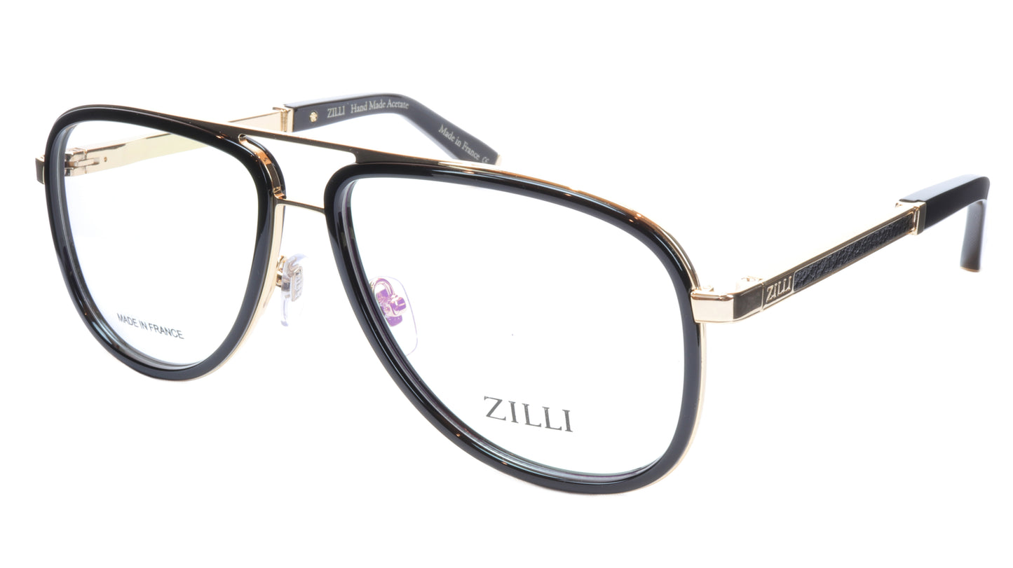 ZILLI Eyeglasses Frame Titanium Acetate Gold Black France Made ZI60020 C01 - Frame Bay
