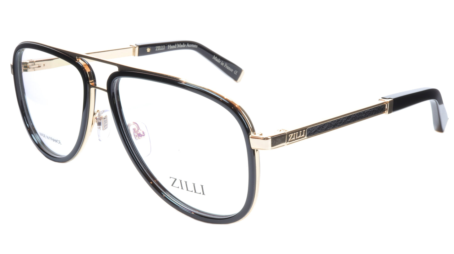 ZILLI Eyeglasses Frame Titanium Acetate Gold Black France Made ZI60020 C01 - Frame Bay