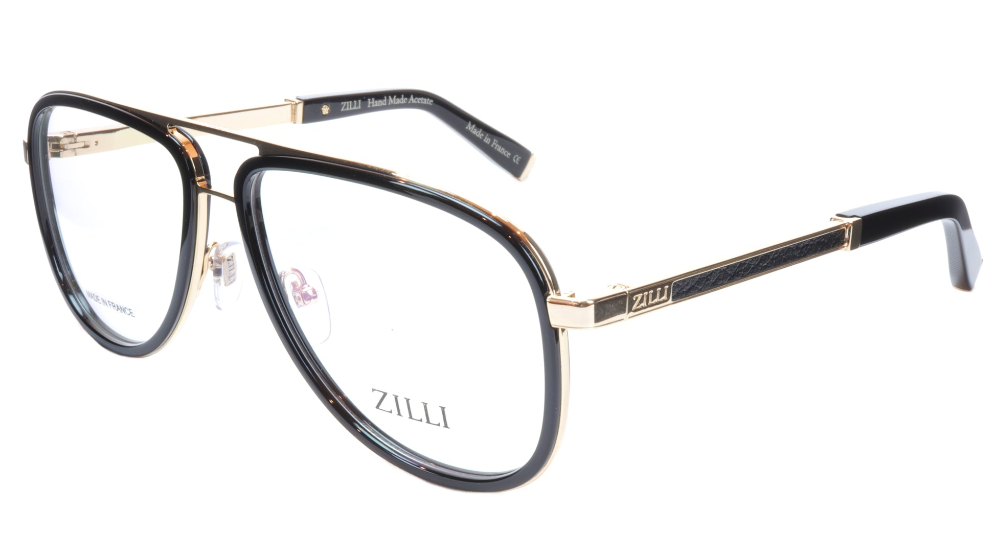 ZILLI Eyeglasses Frame Titanium Acetate Gold Black France Made ZI60020 C01 - Frame Bay