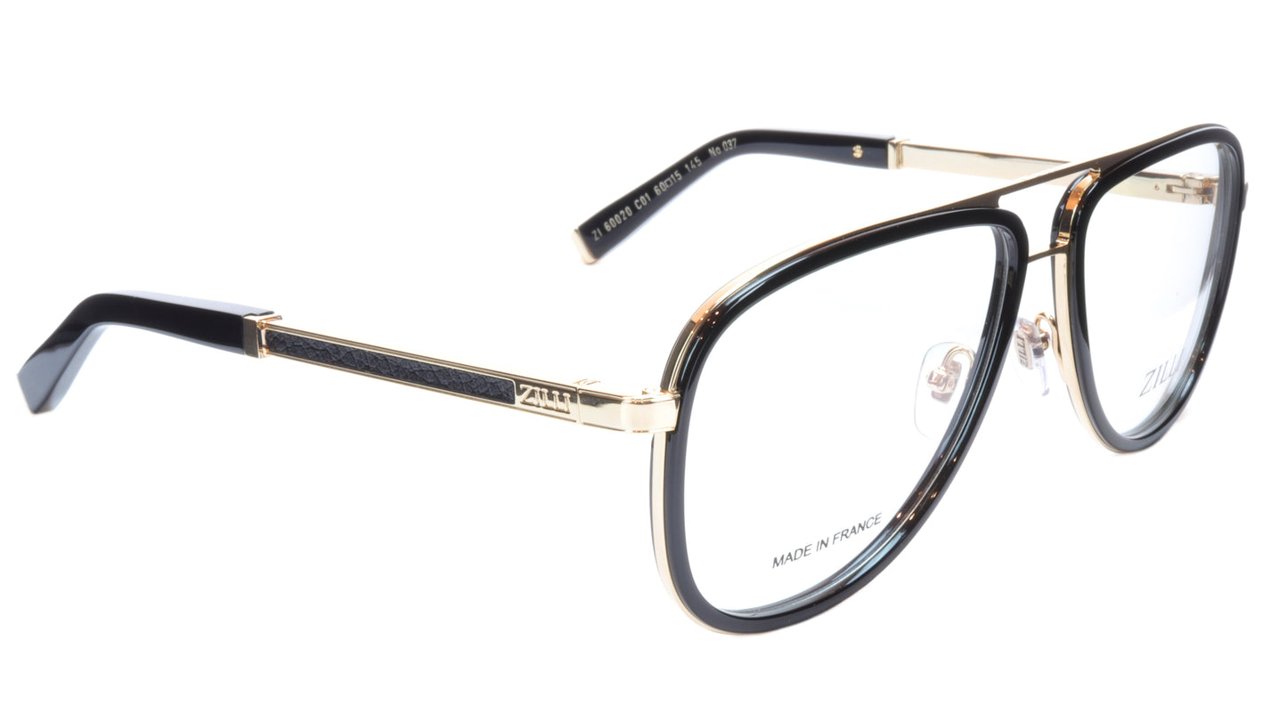 ZILLI Eyeglasses Frame Titanium Acetate Gold Black France Made ZI60020 C01 - Frame Bay