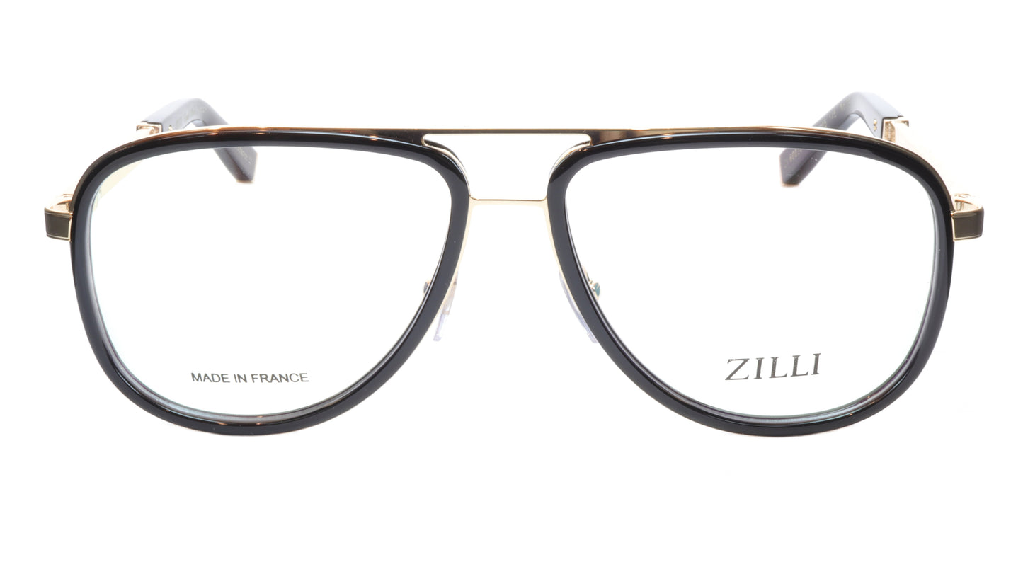 ZILLI Eyeglasses Frame Titanium Acetate Gold Black France Made ZI60020 C01 - Frame Bay