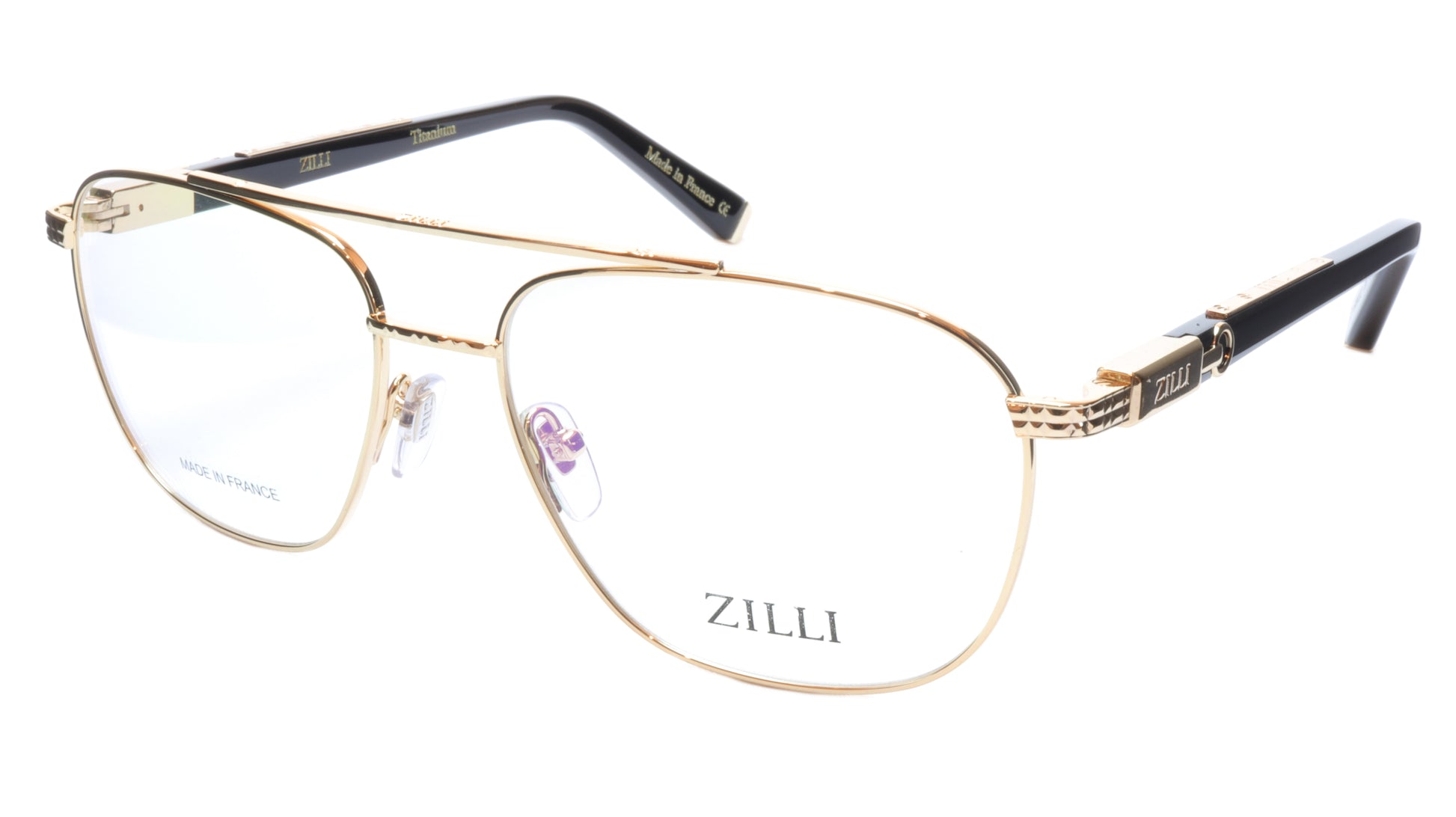 ZILLI Eyeglasses Frame Titanium Acetate Gold Black France Made ZI60022 C01 - Frame Bay