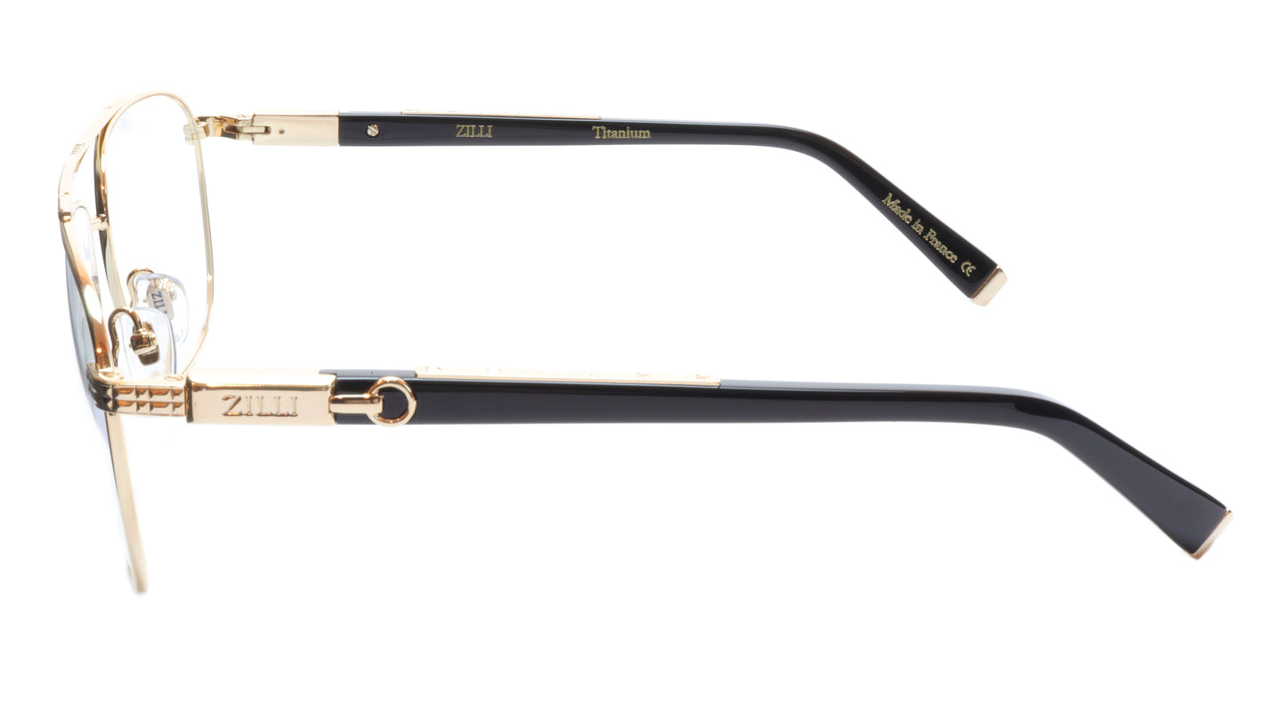 ZILLI Eyeglasses Frame Titanium Acetate Gold Black France Made ZI60022 C01 - Frame Bay