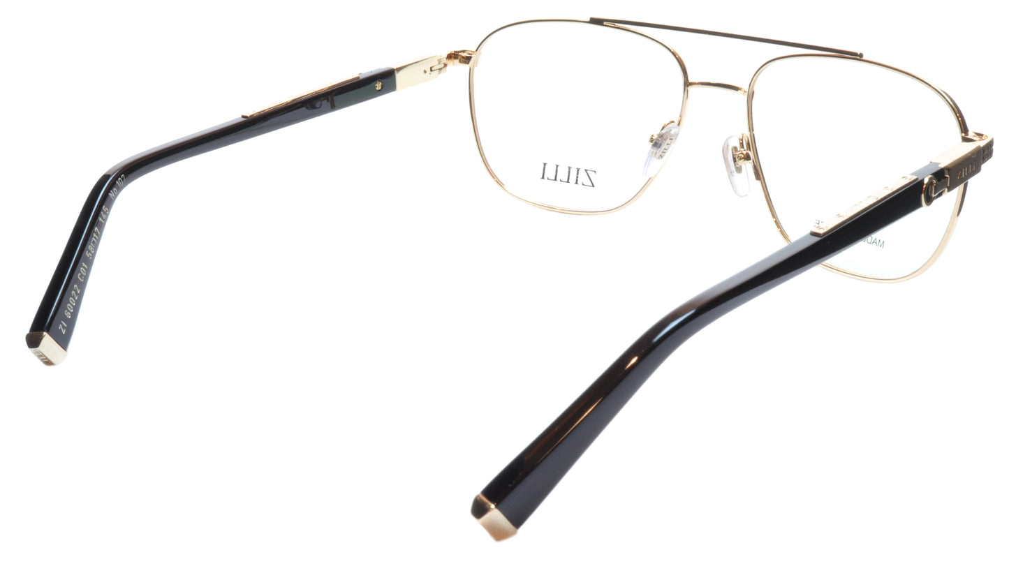 ZILLI Eyeglasses Frame Titanium Acetate Gold Black France Made ZI60022 C01 - Frame Bay