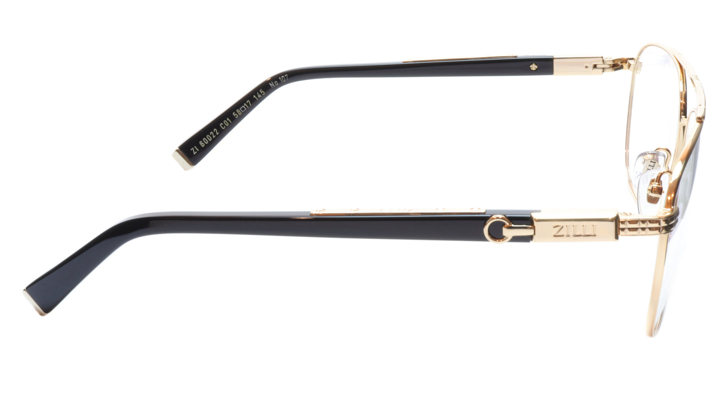 ZILLI Eyeglasses Frame Titanium Acetate Gold Black France Made ZI60022 C01 - Frame Bay