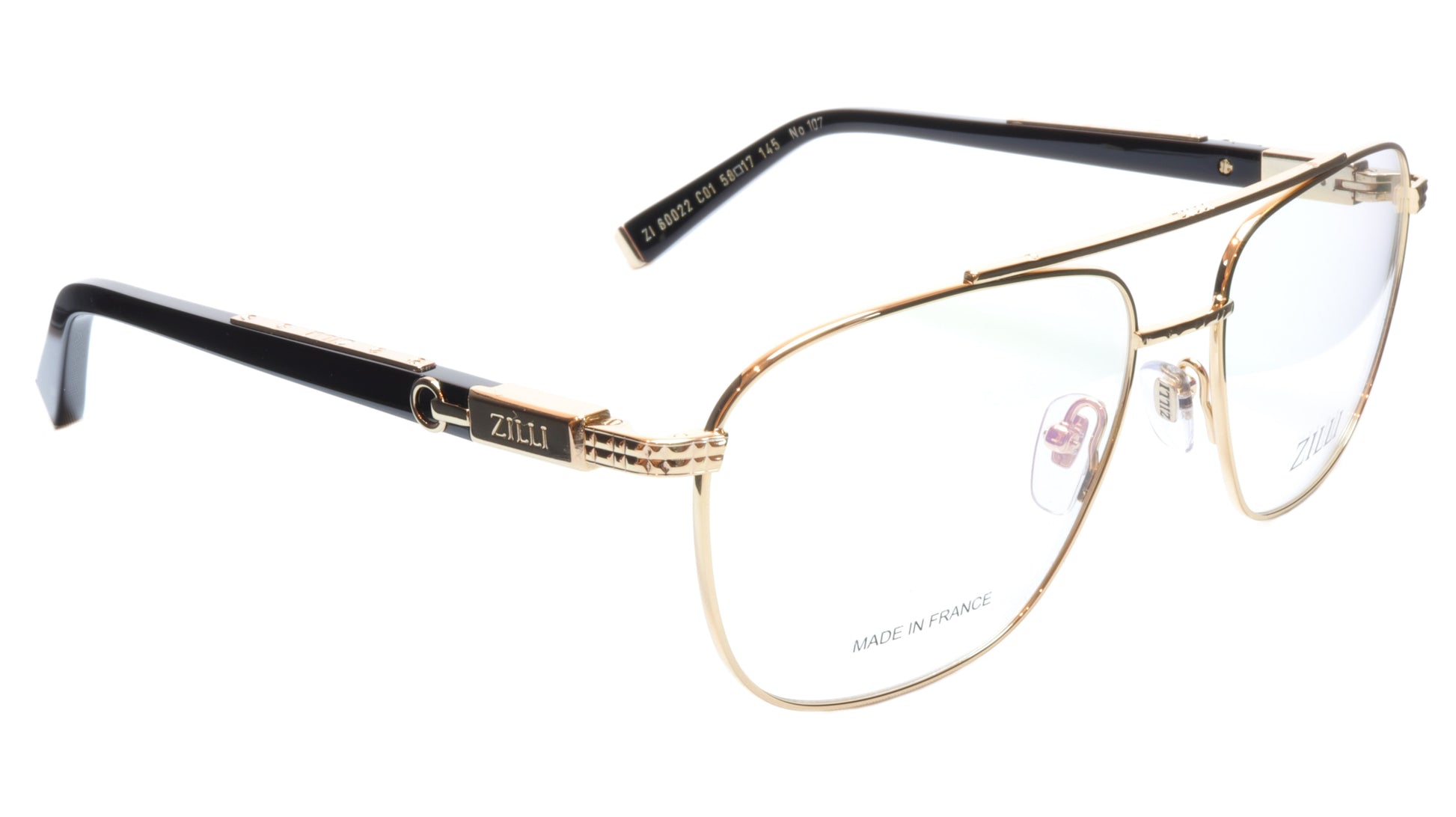 ZILLI Eyeglasses Frame Titanium Acetate Gold Black France Made ZI60022 C01 - Frame Bay