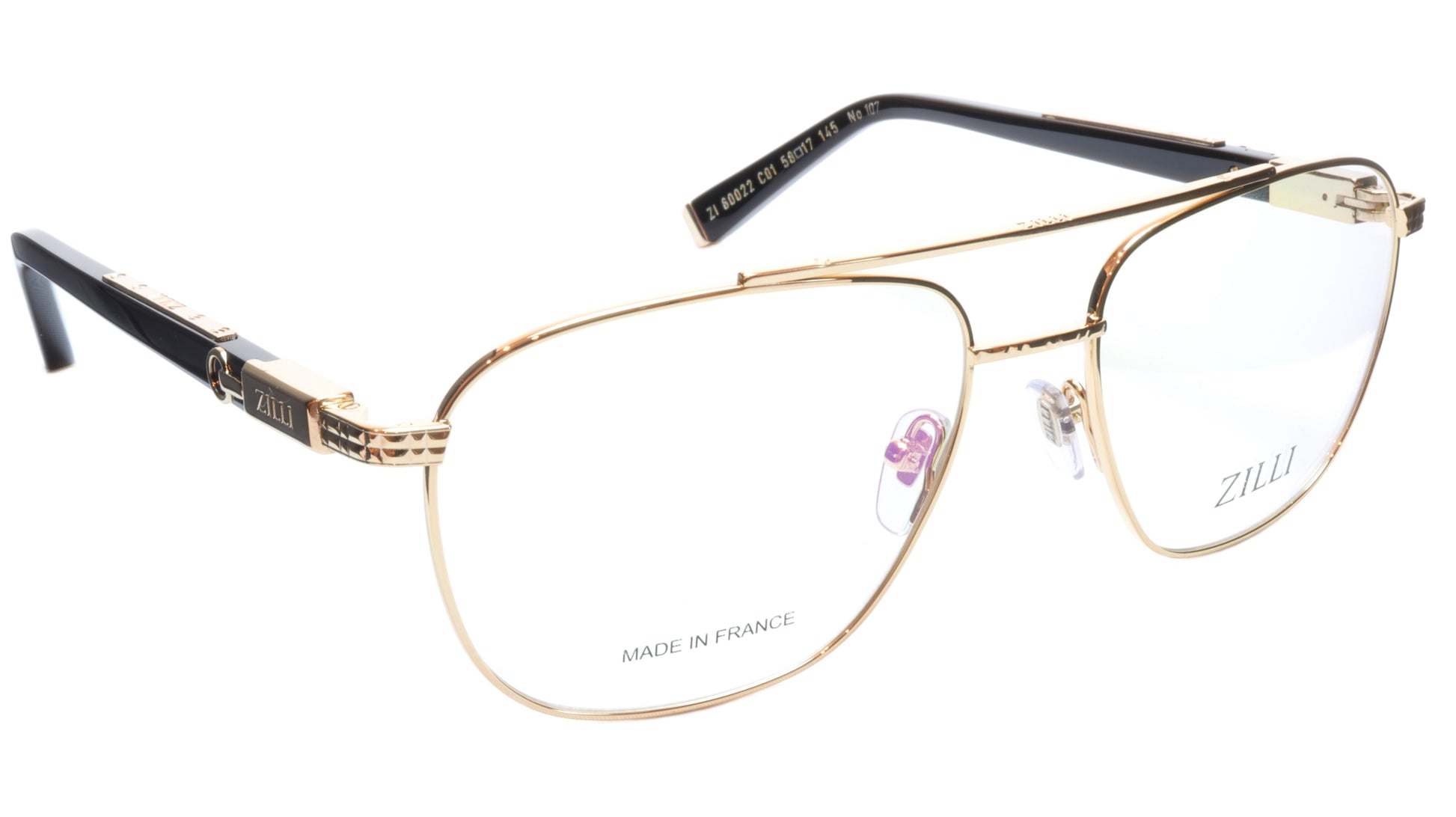 ZILLI Eyeglasses Frame Titanium Acetate Gold Black France Made ZI60022 C01 - Frame Bay