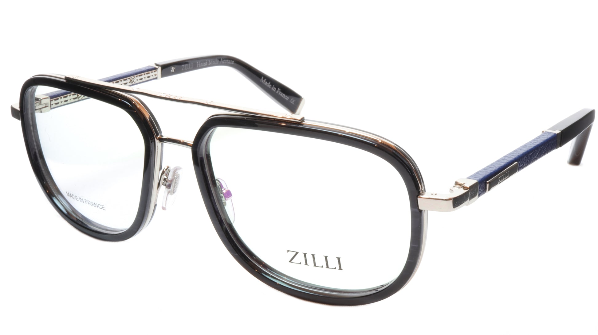 ZILLI Eyeglasses Frame Titanium Acetate Silver Blue France Made ZI60021 C02 - Frame Bay