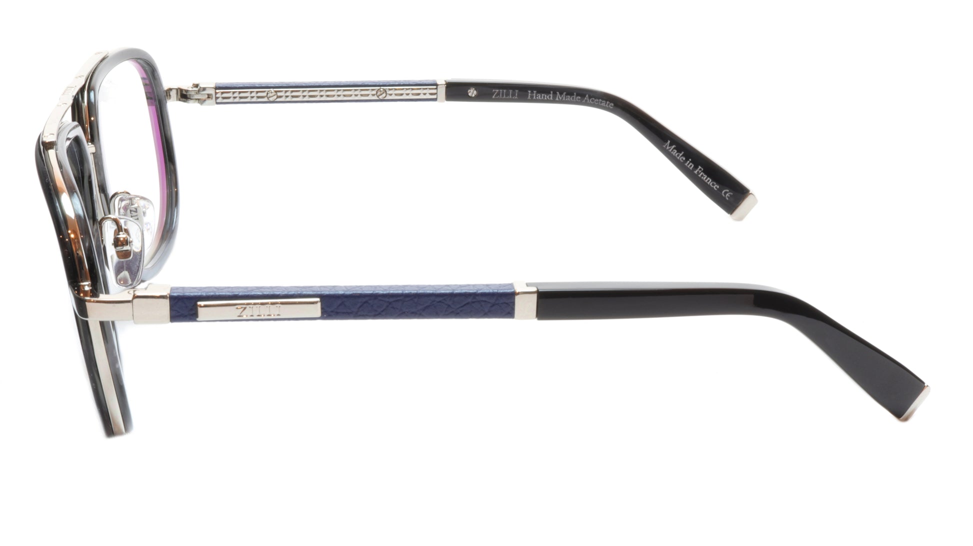 ZILLI Eyeglasses Frame Titanium Acetate Silver Blue France Made ZI60021 C02 - Frame Bay