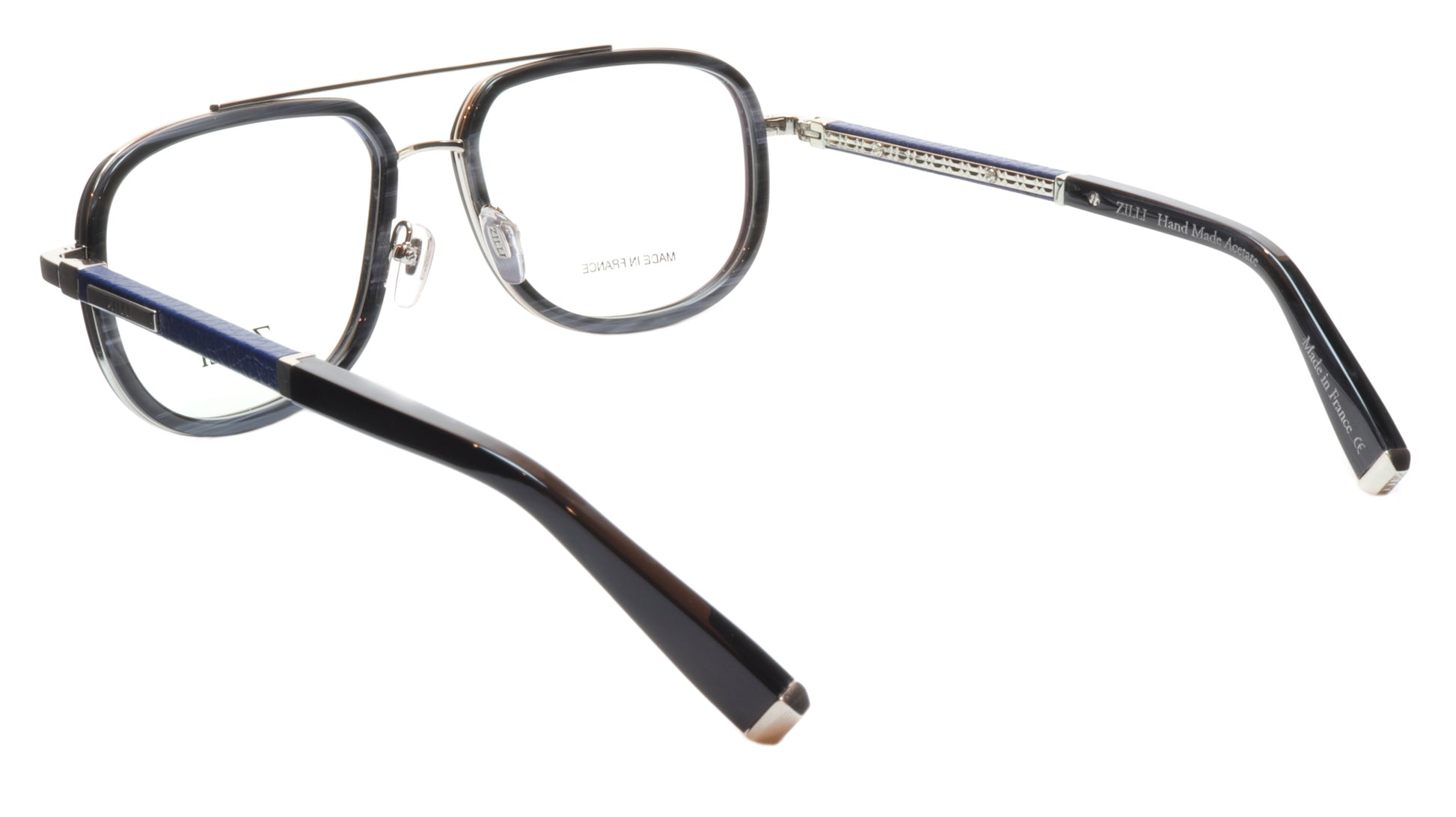 ZILLI Eyeglasses Frame Titanium Acetate Silver Blue France Made ZI60021 C02 - Frame Bay