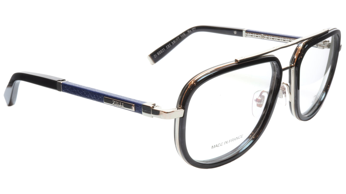 ZILLI Eyeglasses Frame Titanium Acetate Silver Blue France Made ZI60021 C02 - Frame Bay