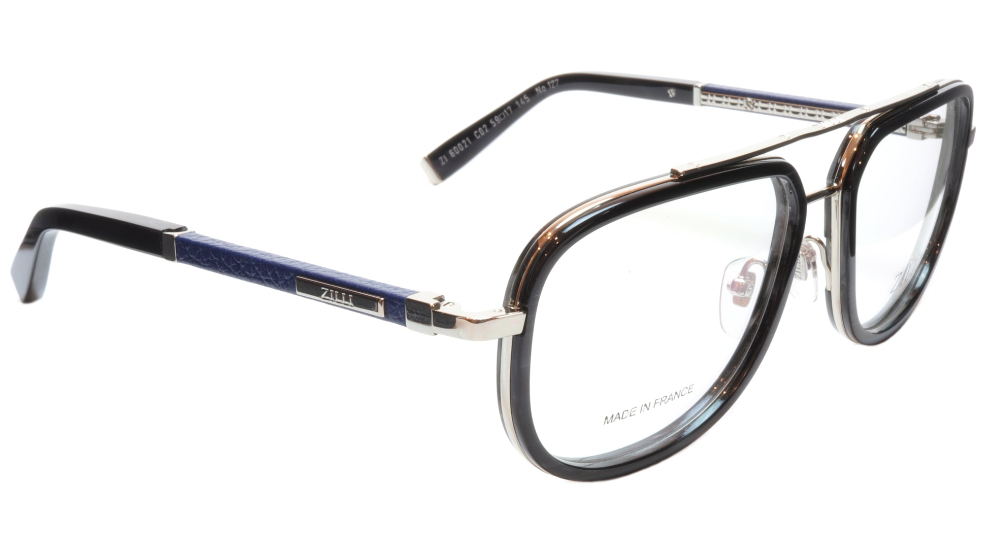ZILLI Eyeglasses Frame Titanium Acetate Silver Blue France Made ZI60021 C02 - Frame Bay