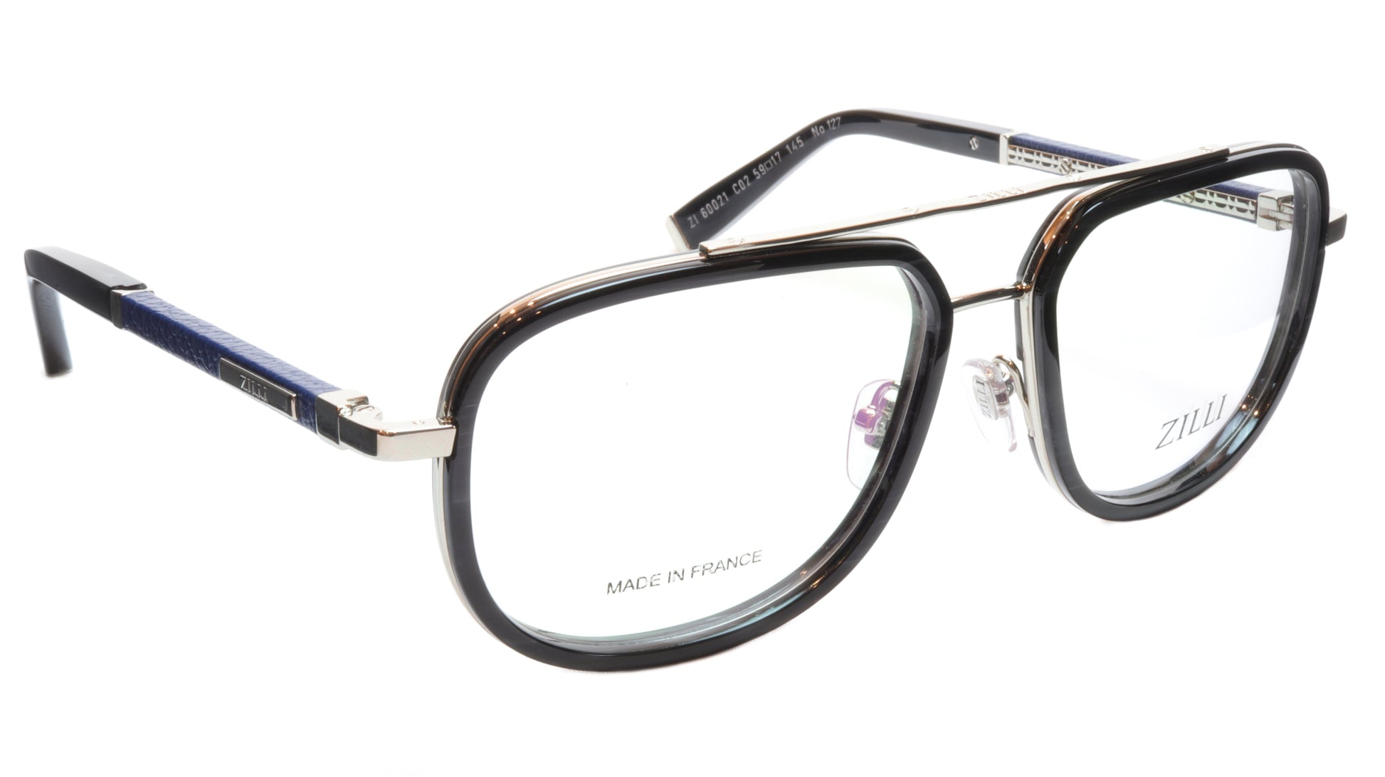 ZILLI Eyeglasses Frame Titanium Acetate Silver Blue France Made ZI60021 C02 - Frame Bay