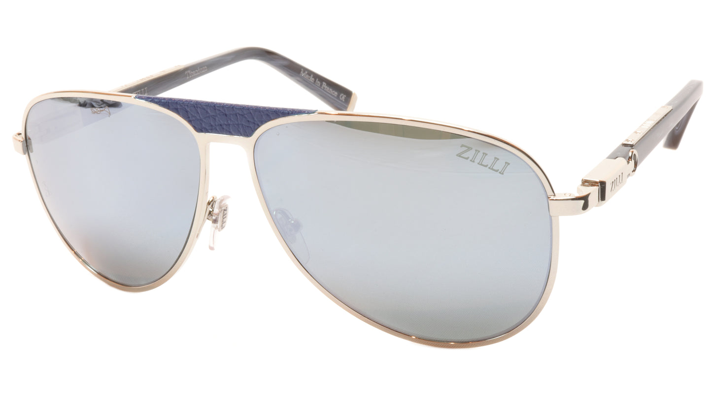 ZILLI Sunglasses Titanium Acetate Leather Polarized France ZI 65021 C07 - Frame Bay