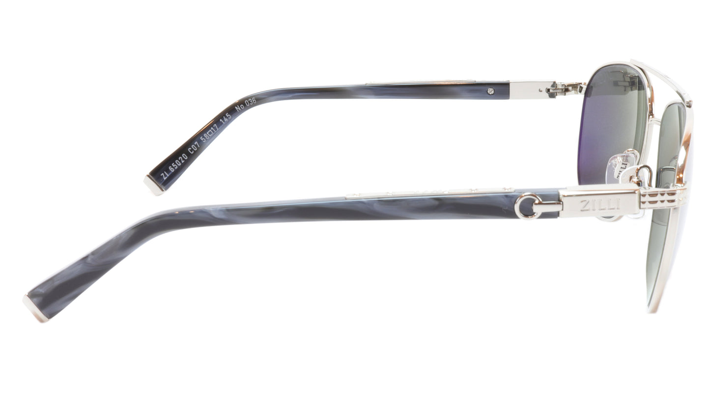 ZILLI Sunglasses Titanium Acetate Bright Silver Polarized France ZI 65020 C07 - Frame Bay