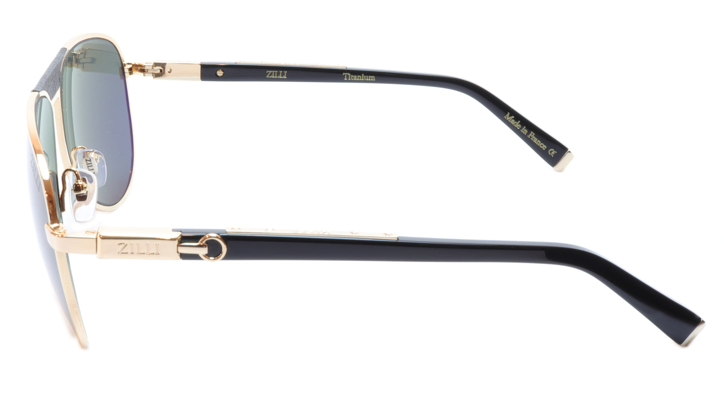 ZILLI Sunglasses Titanium Acetate Leather Polarized France ZI 65021 C01 - Frame Bay