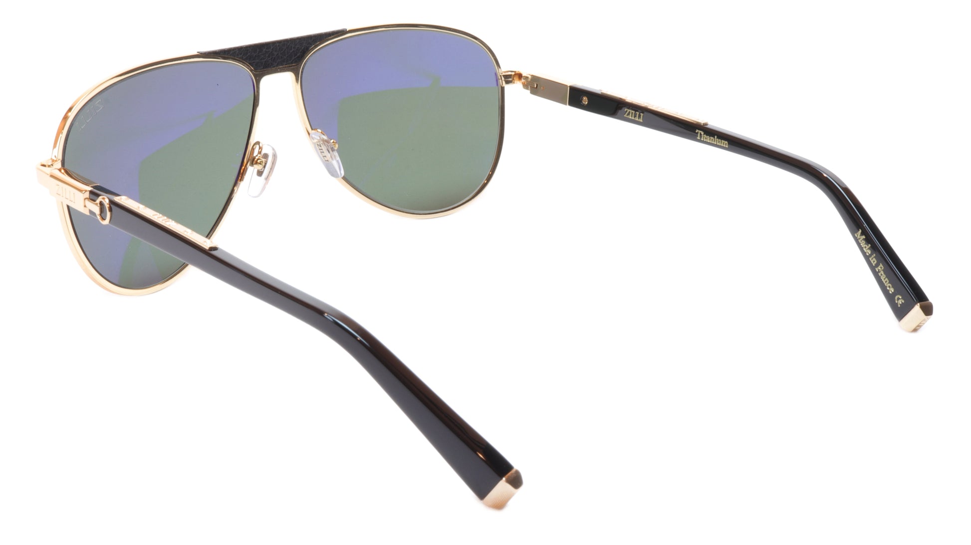 ZILLI Sunglasses Titanium Acetate Leather Polarized France ZI 65021 C01 - Frame Bay