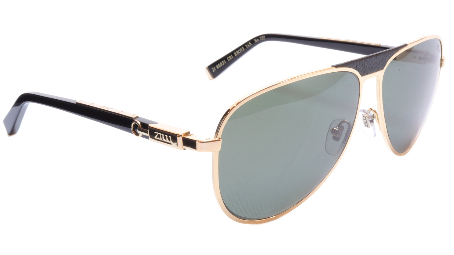 ZILLI Sunglasses Titanium Acetate Leather Polarized France ZI 65021 C01 - Frame Bay