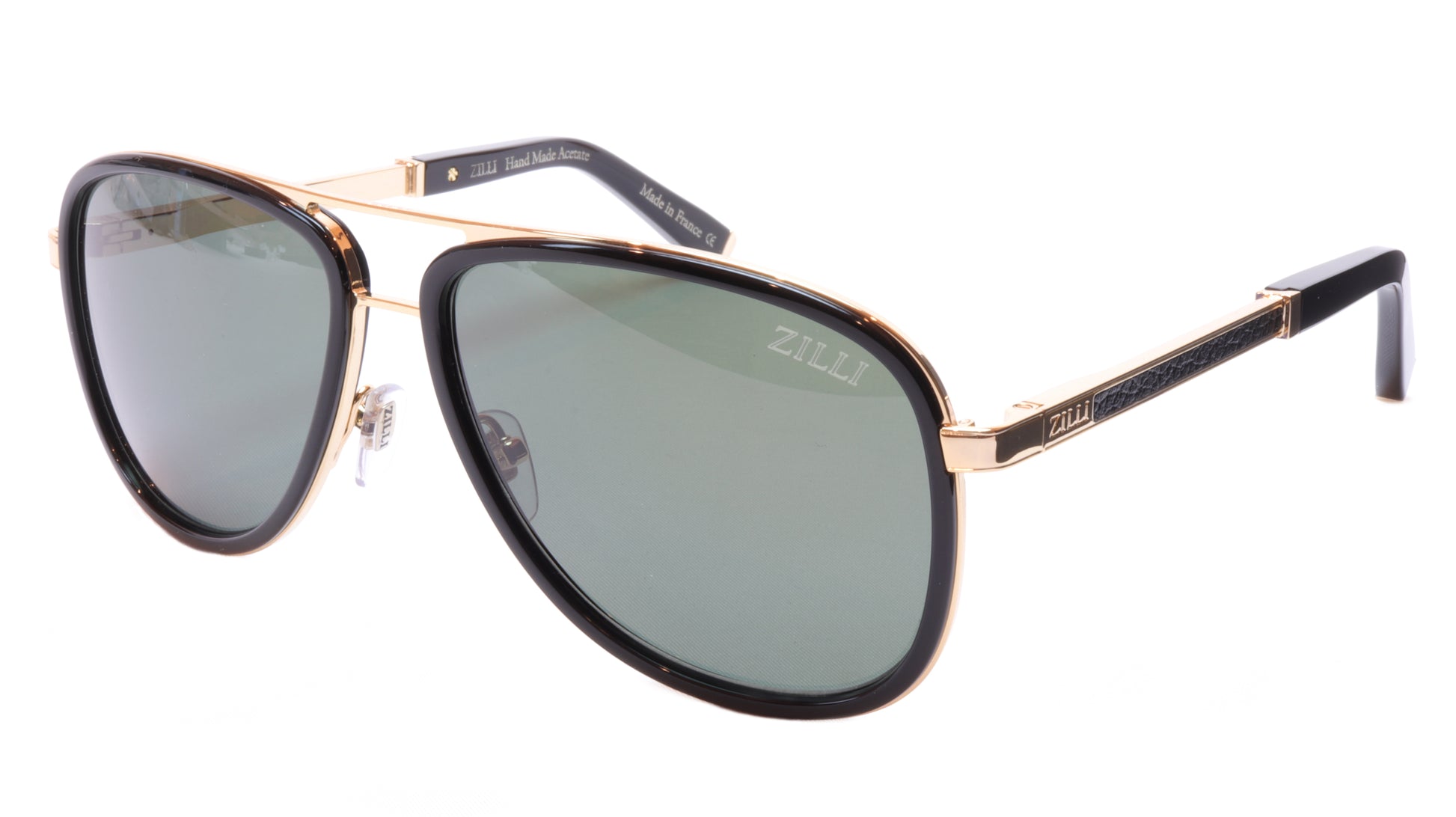 ZILLI Sunglasses Titanium Acetate Leather Polarized France ZI 65017 C01 - Frame Bay