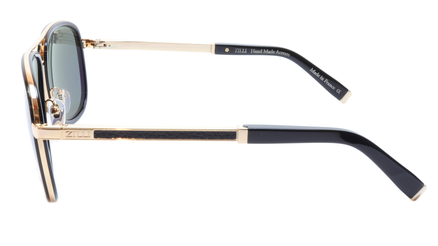 ZILLI Sunglasses Titanium Acetate Leather Polarized France ZI 65017 C01 - Frame Bay