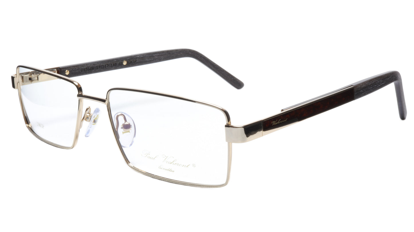 Paul Vosheront Eyeglasses Frame PV304B C1 Gold Plated Wood Italy 57-17-145 32 - Frame Bay