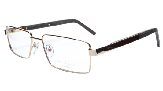 Paul Vosheront Eyeglasses Frame PV304B C1 Gold Plated Wood Italy 57-17-145 32 - Frame Bay