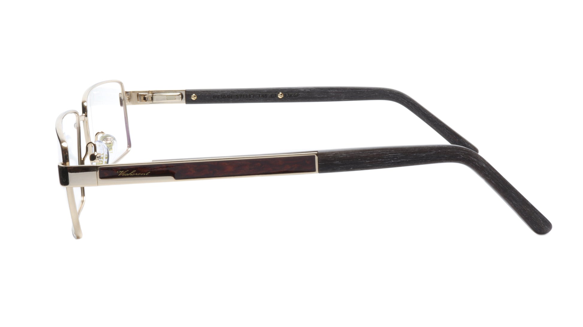 Paul Vosheront Eyeglasses Frame PV304B C1 Gold Plated Wood Italy 57-17-145 32 - Frame Bay