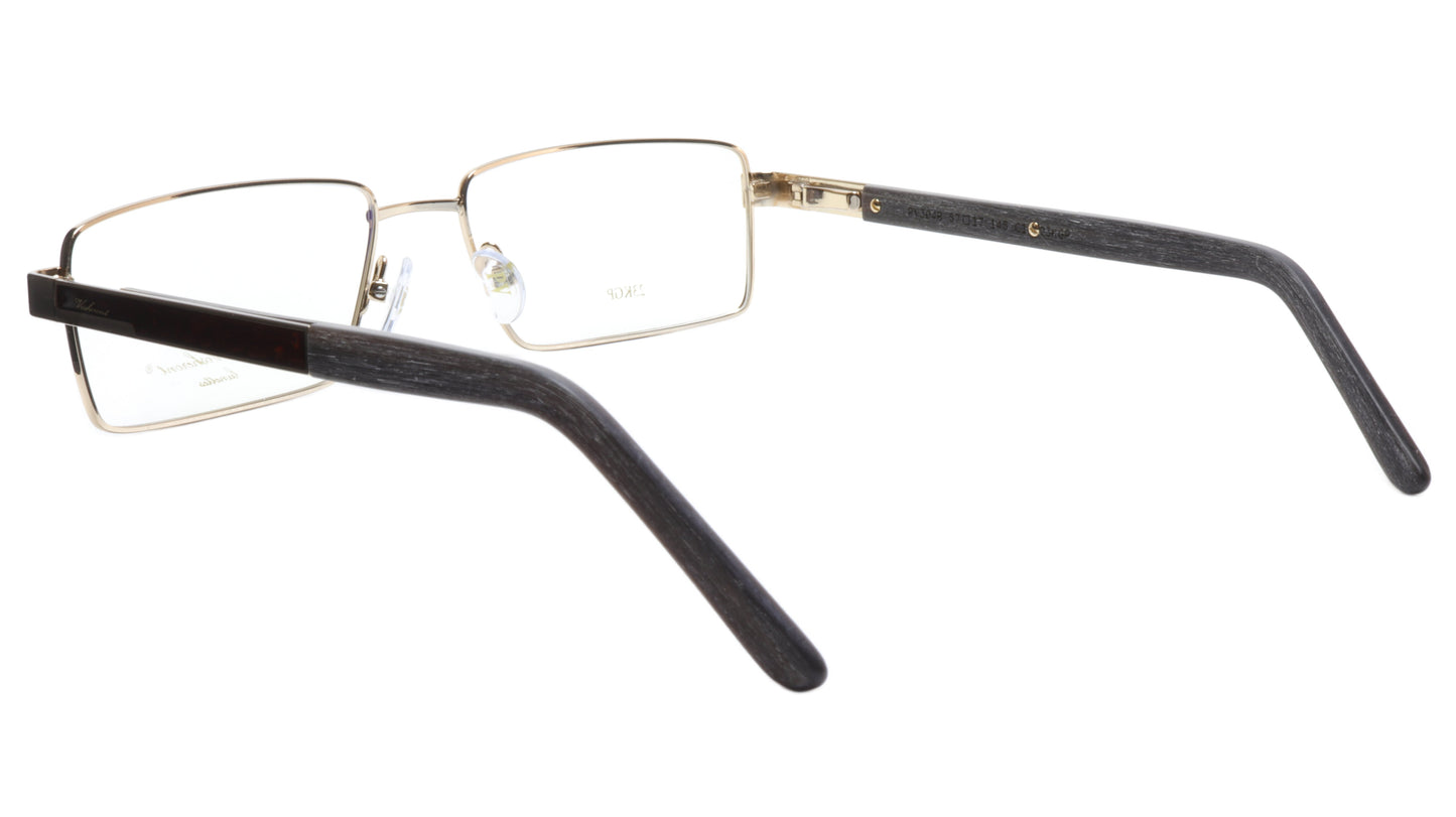 Paul Vosheront Eyeglasses Frame PV304B C1 Gold Plated Wood Italy 57-17-145 32 - Frame Bay