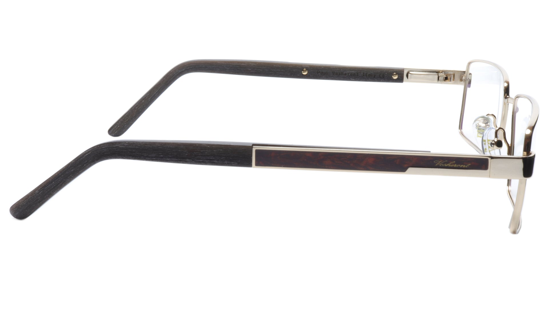 Paul Vosheront Eyeglasses Frame PV304B C1 Gold Plated Wood Italy 57-17-145 32 - Frame Bay