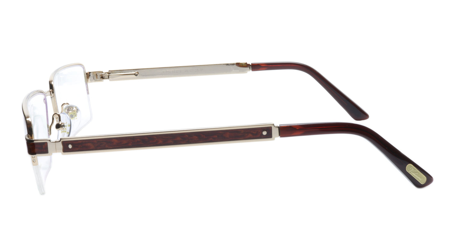 Paul Vosheront Eyeglasses Frame PV339 C1 Gold Plated Wood Italy 56-19-145 31 - Frame Bay