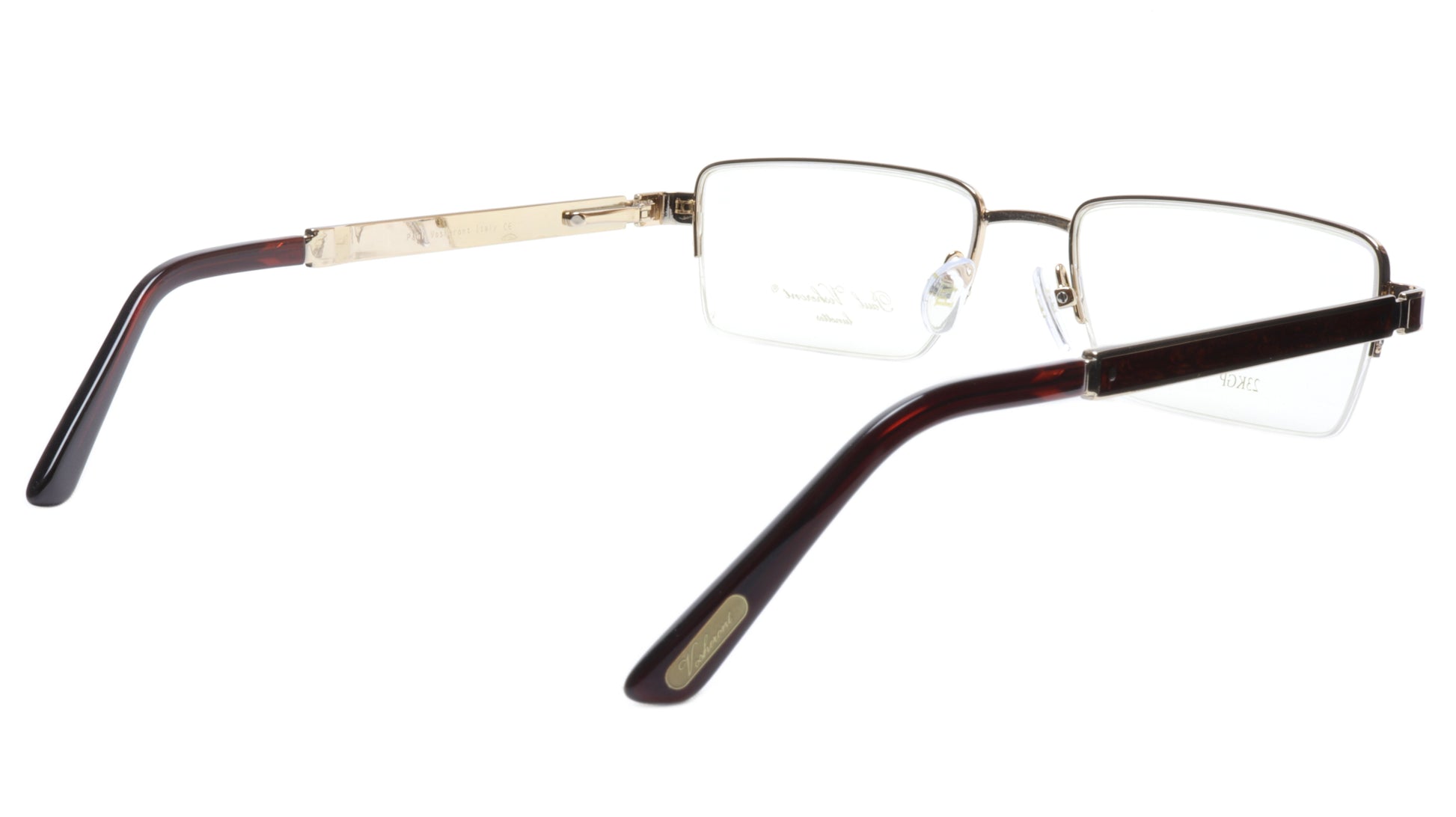 Paul Vosheront Eyeglasses Frame PV339 C1 Gold Plated Wood Italy 56-19-145 31 - Frame Bay