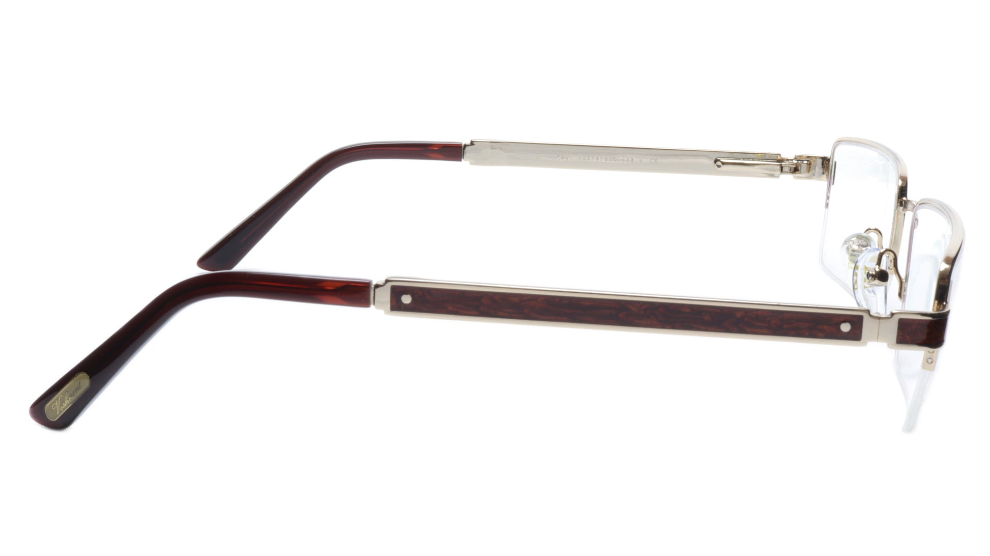 Paul Vosheront Eyeglasses Frame PV339 C1 Gold Plated Wood Italy 56-19-145 31 - Frame Bay
