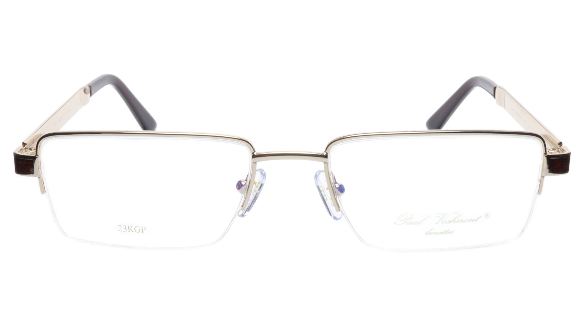 Paul Vosheront Eyeglasses Frame PV339 C1 Gold Plated Wood Italy 56-19-145 31 - Frame Bay