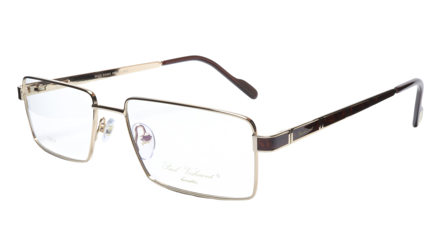 Paul Vosheront Eyeglasses Frame PV323 C1 Gold Plated Wood Italy 57-17-145 32 - Frame Bay