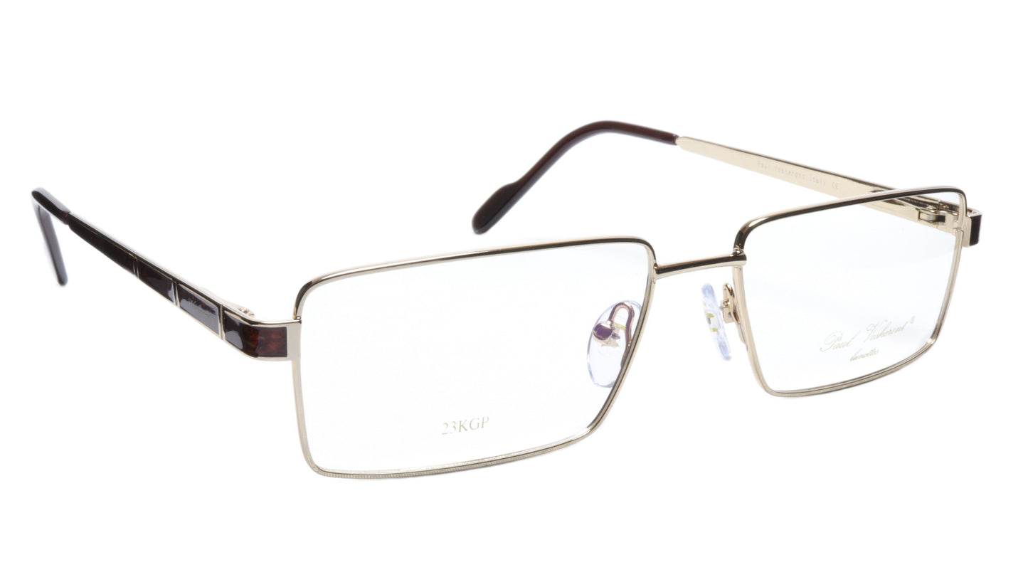 Paul Vosheront Eyeglasses Frame PV323 C1 Gold Plated Wood Italy 57-17-145 32 - Frame Bay