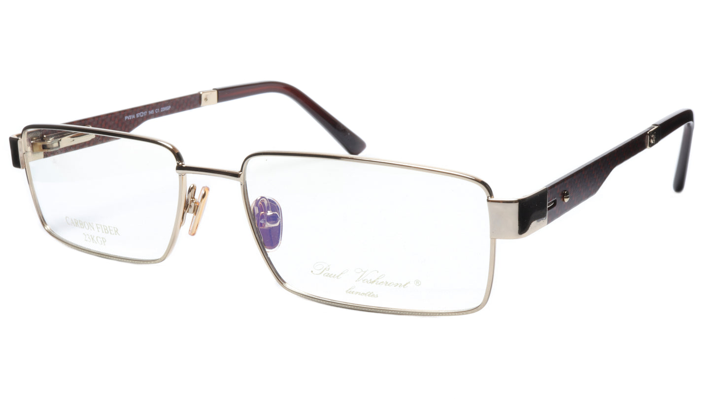 Paul Vosheront Eyeglasses Frame PV314 C1 Gold Plated Carbon Italy 57-17-145 31 - Frame Bay