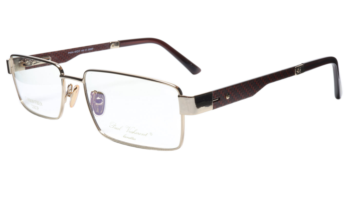 Paul Vosheront Eyeglasses Frame PV314 C1 Gold Plated Carbon Italy 57-17-145 31 - Frame Bay