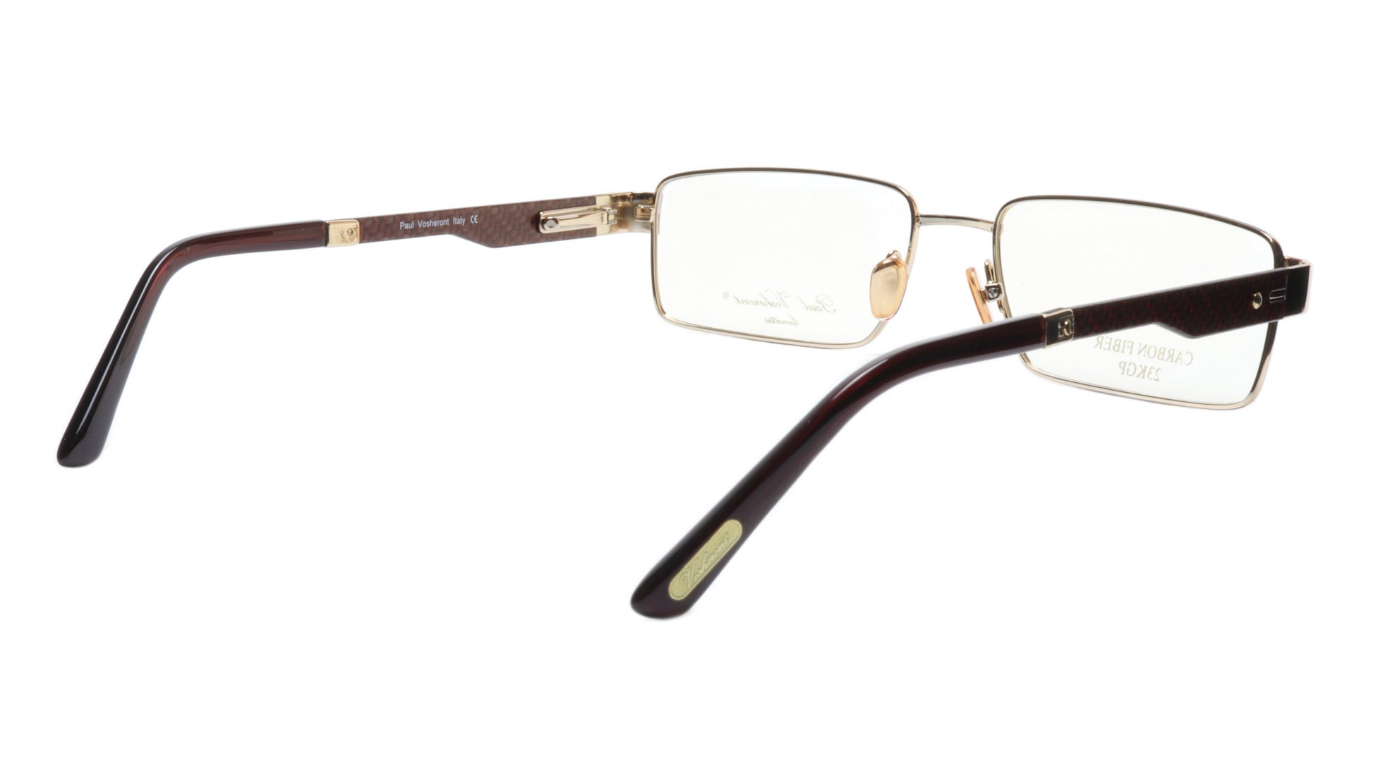 Paul Vosheront Eyeglasses Frame PV314 C1 Gold Plated Carbon Italy 57-17-145 31 - Frame Bay