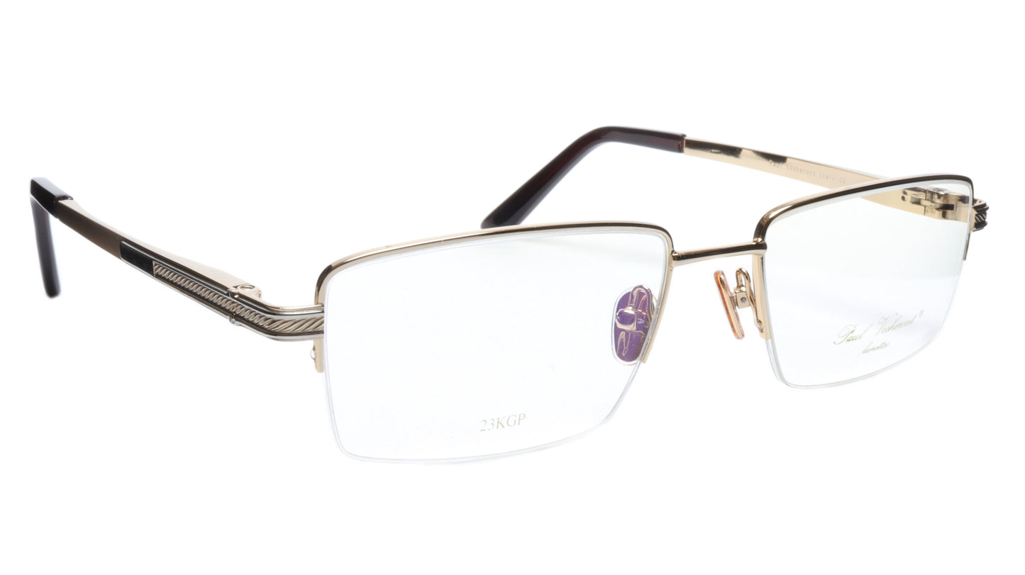 Paul Vosheront Eyeglasses Frame PV373 C1 Gold Plated Acetate Italy 57-19-145 35 - Frame Bay