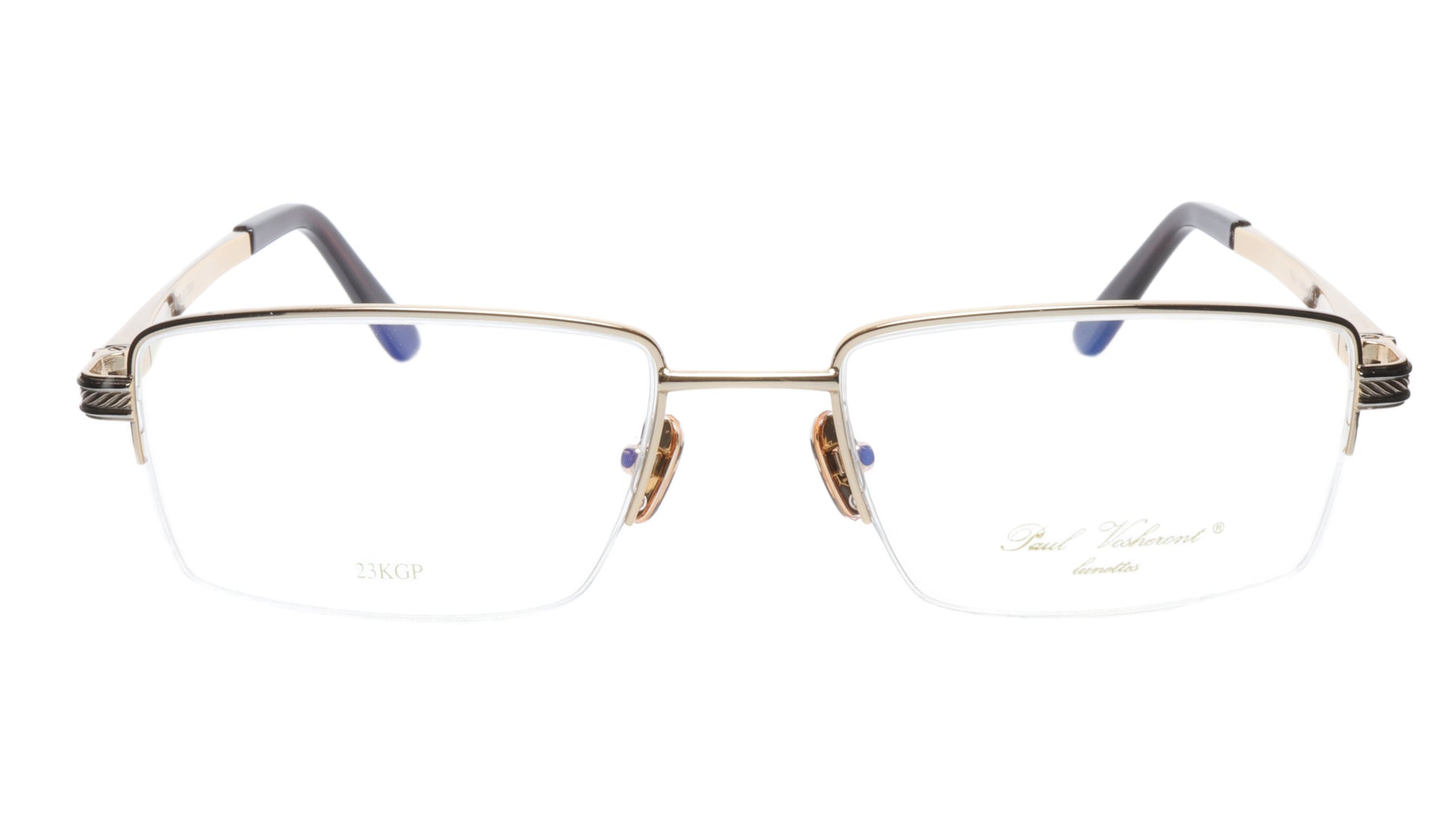 Paul Vosheront Eyeglasses Frame PV373 C1 Gold Plated Acetate Italy 57-19-145 35 - Frame Bay